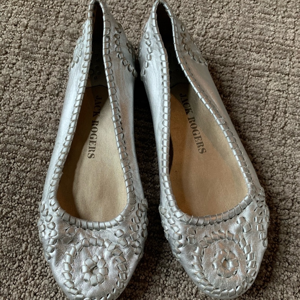 Silver ballet flats